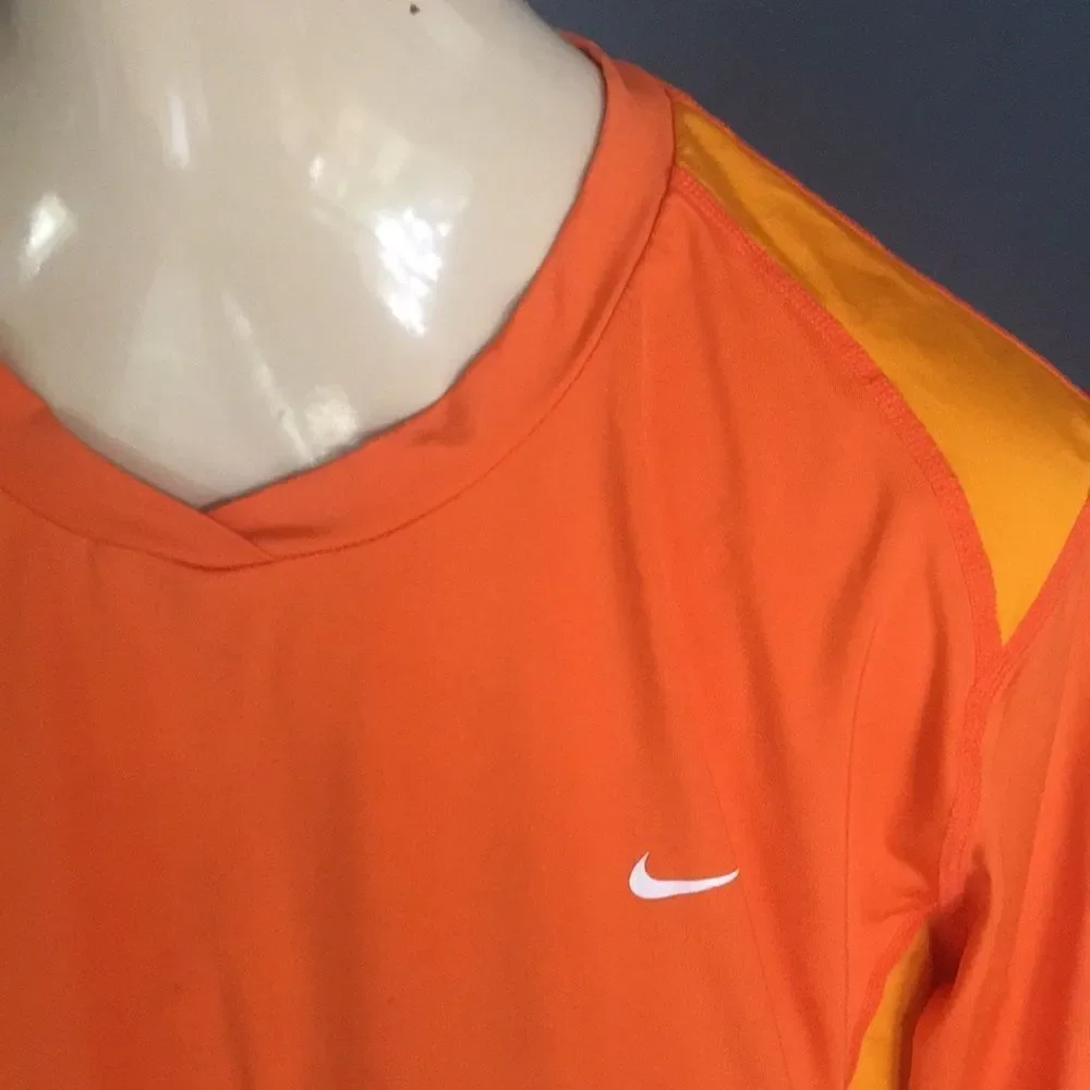 Nike orange color block compression style top, M